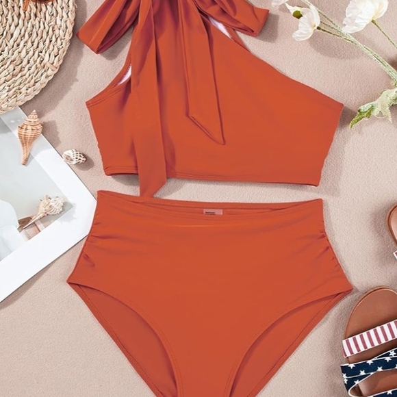 One-Shoulder Bikini Set in Rust - Picture 5 of 11